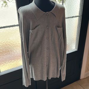 -- CALVIN KLEIN GRAY Button Down Cardigan NEW